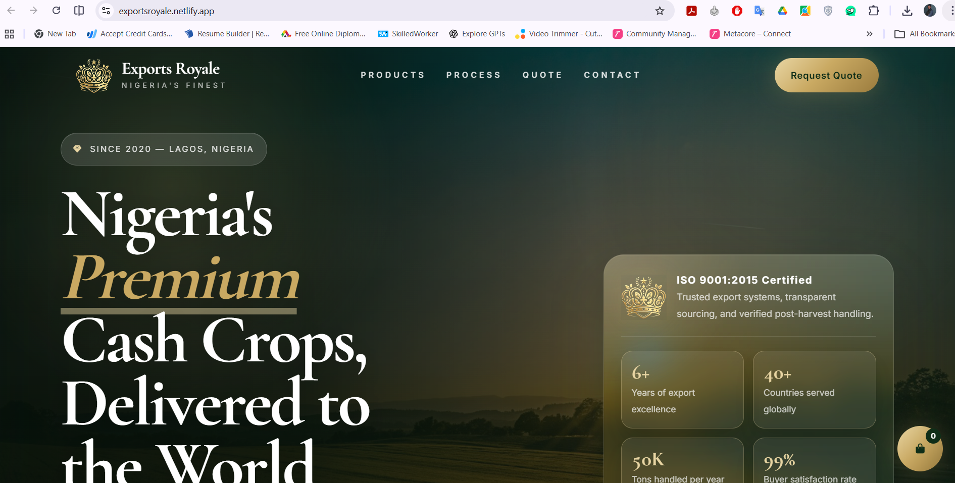 Exports Royale product interface
